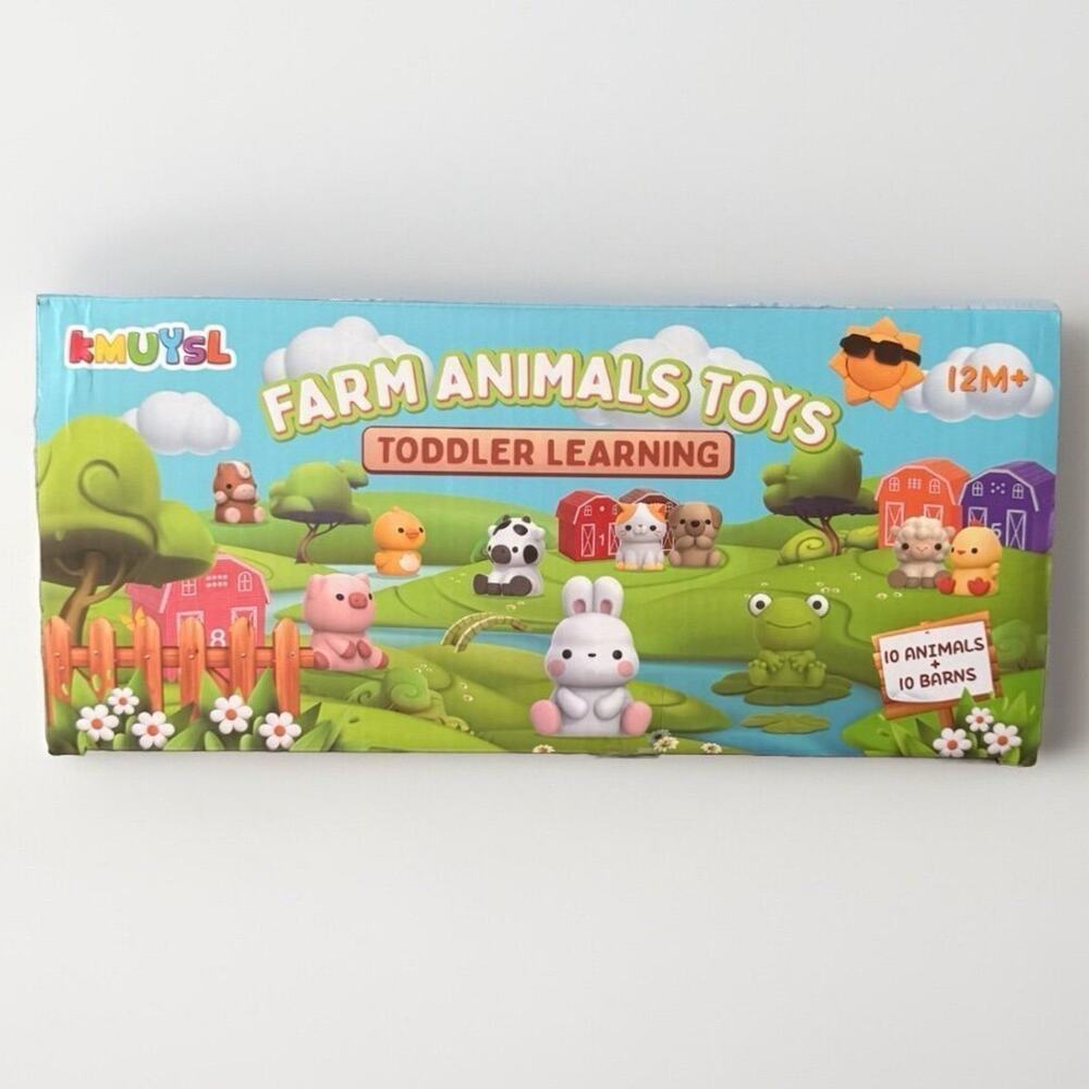 Farm Animal Barn + Finger Puppets - Toddler/Baby learning toy - Montessori play
